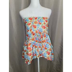 Strapless Floral Babydoll Top | Cottagecore Peplum Tank